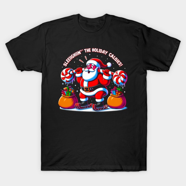 Sleighing' the Holiday Calories Funny  santa T-Shirt by T-shirt US